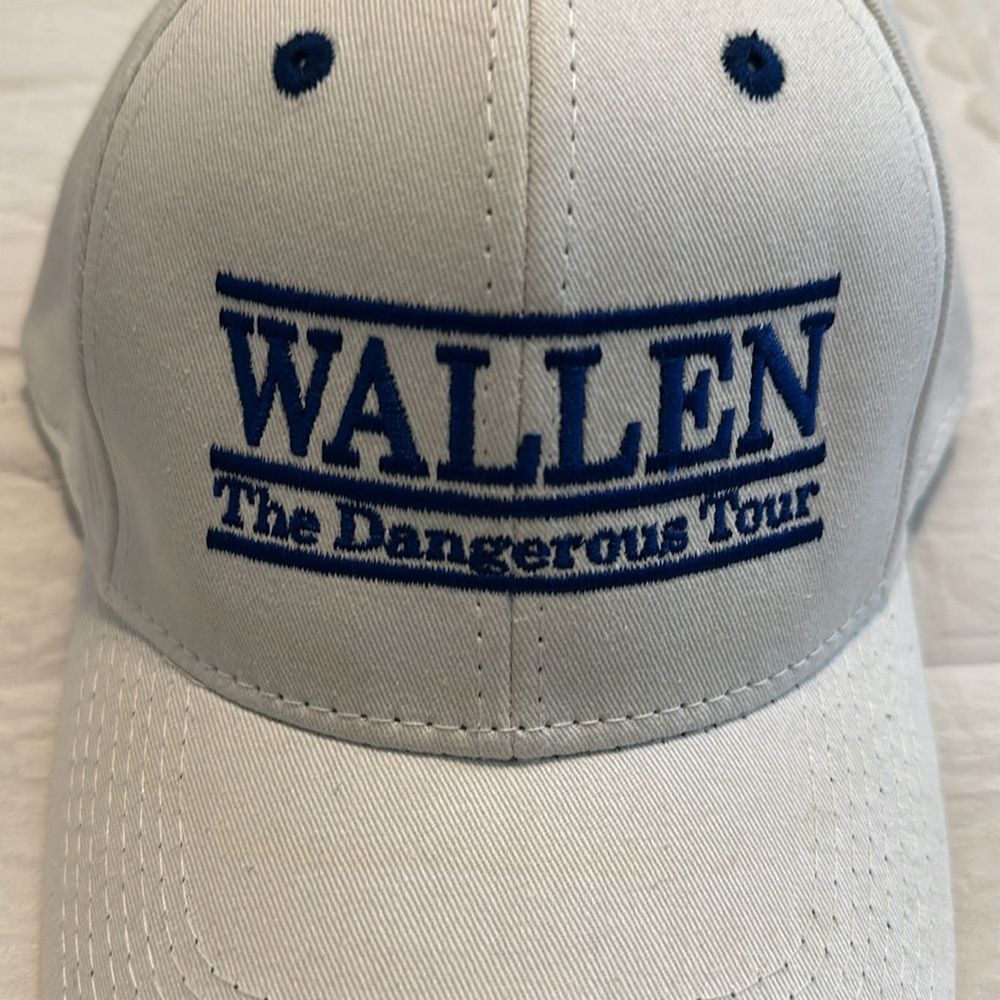 The Game White Hat with Blue 'WALLEN The Dangerous Tour' Embroidery